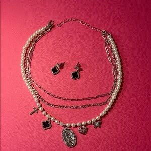 Elegant Silver and Black Women's Jewelry Set